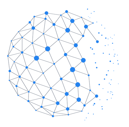 Abstract network of connected nodes representing data and systems integration